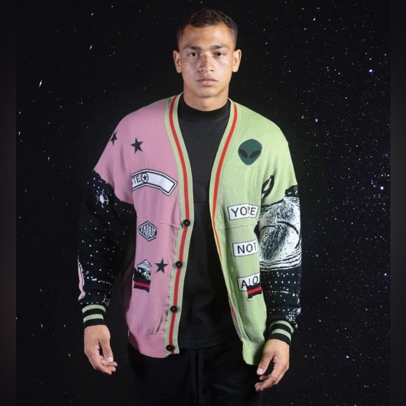 SPIRIT JERSEY Unisex Out Of This World Alien Galaxy Print Sweater Cardigan M - Picture 16 of 16